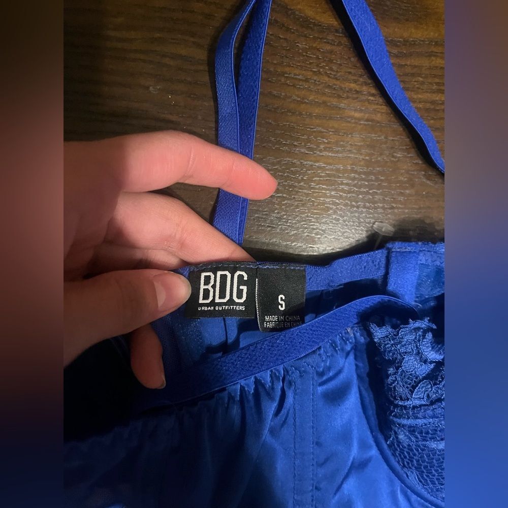 BDG Urban Outfitters Royal Blue Lace and Satin Corset Crop Top Size small - Picture 6 of 9